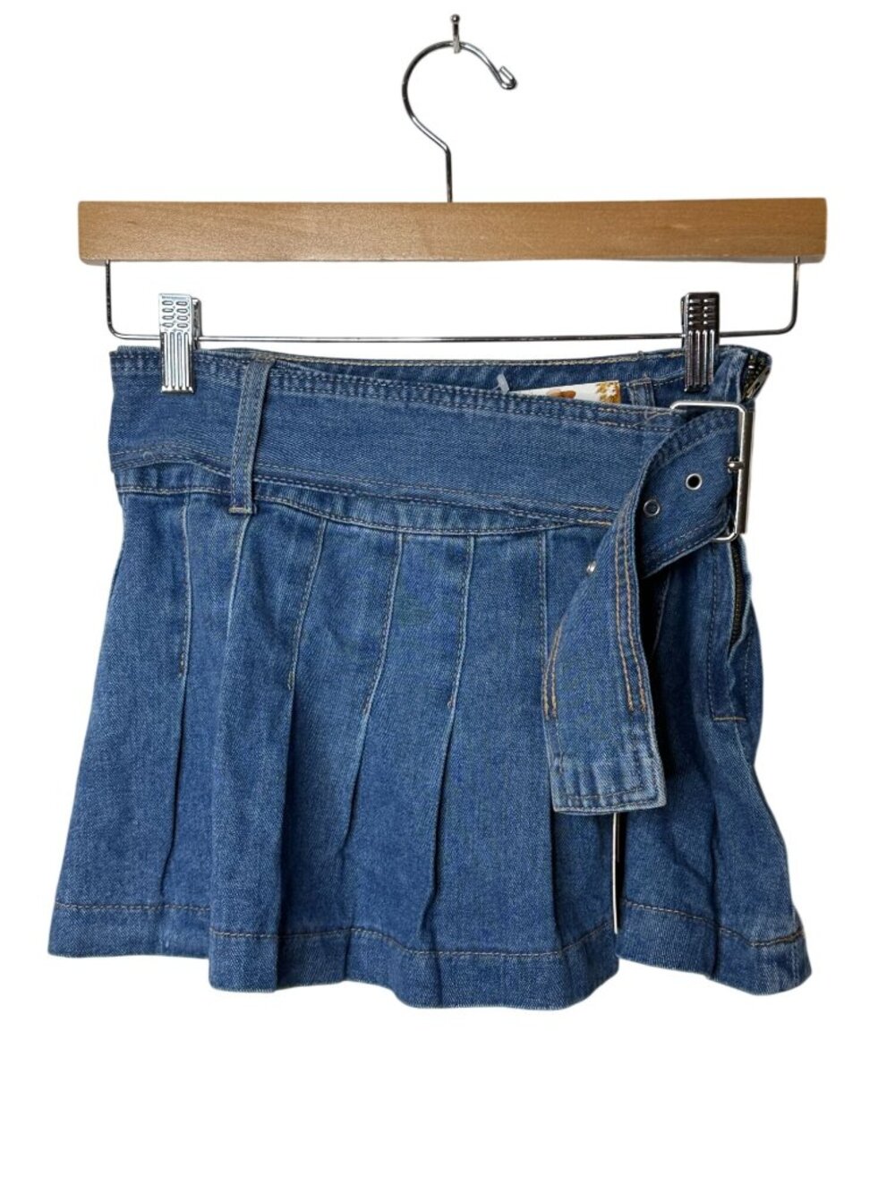 Sincerly Jules NWT Pleated Belted Denim Mini Skirt Size Small